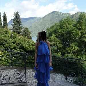 Elegant Blue Tiered Dress